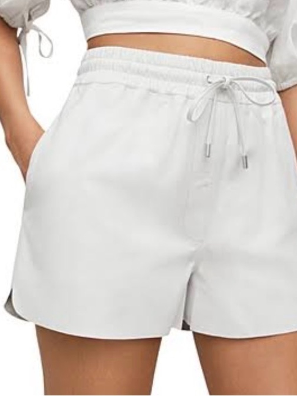 All Saints White Lamb Leather Shorts,Size 6,Made in India